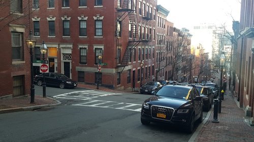 Tiny little sidewalk in Boston.