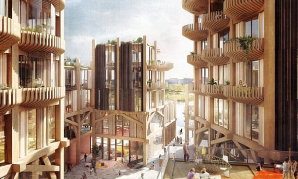 An architectural render produced by Sidewalk Labs of their proposed smart city development in Toronto.