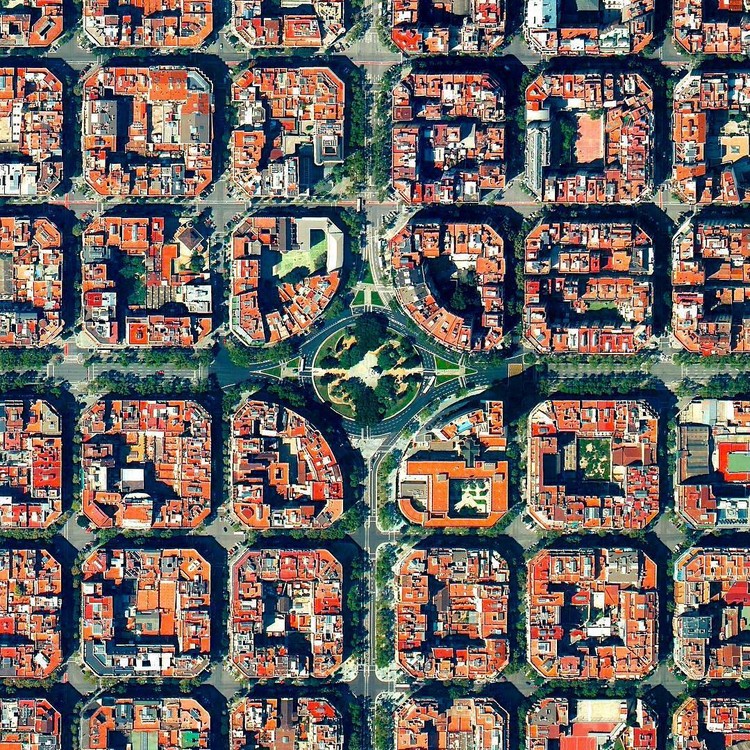 Barcelona, Spain. Created by @benjaminrgrant, source imagery: @digitalglobe