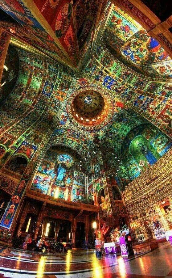 Interior of an Orthodox Church in Bucharest, Romania
