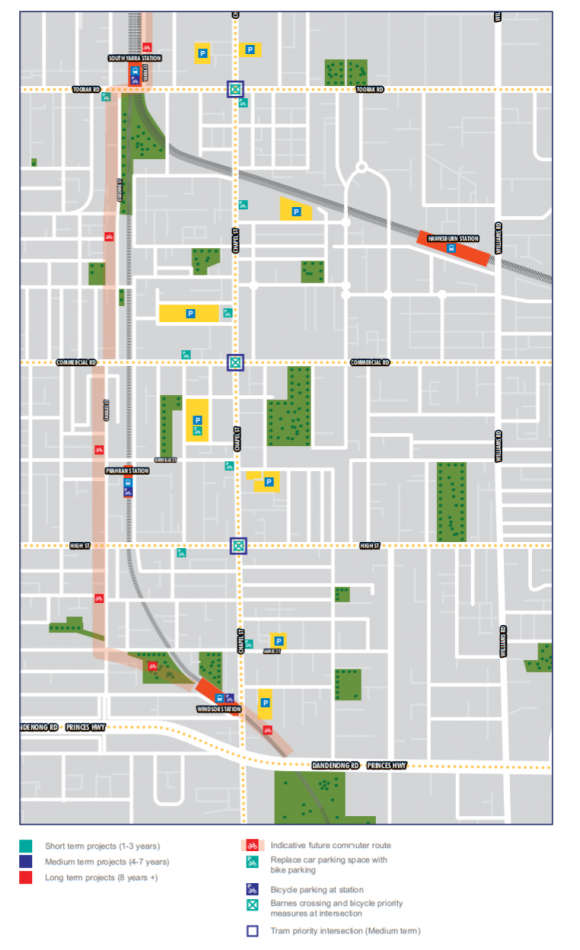 GTA Consultants' indicative future commuter route would bypass Chapel Street. Image: GTA Consultants CAR WARS: To maintain its liveability Melbourne needs to change its attitude towards car use